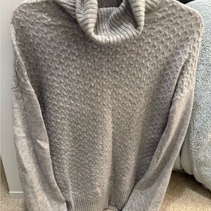 Ellen Tracy Women's Gray Textured Turtleneck Sweater